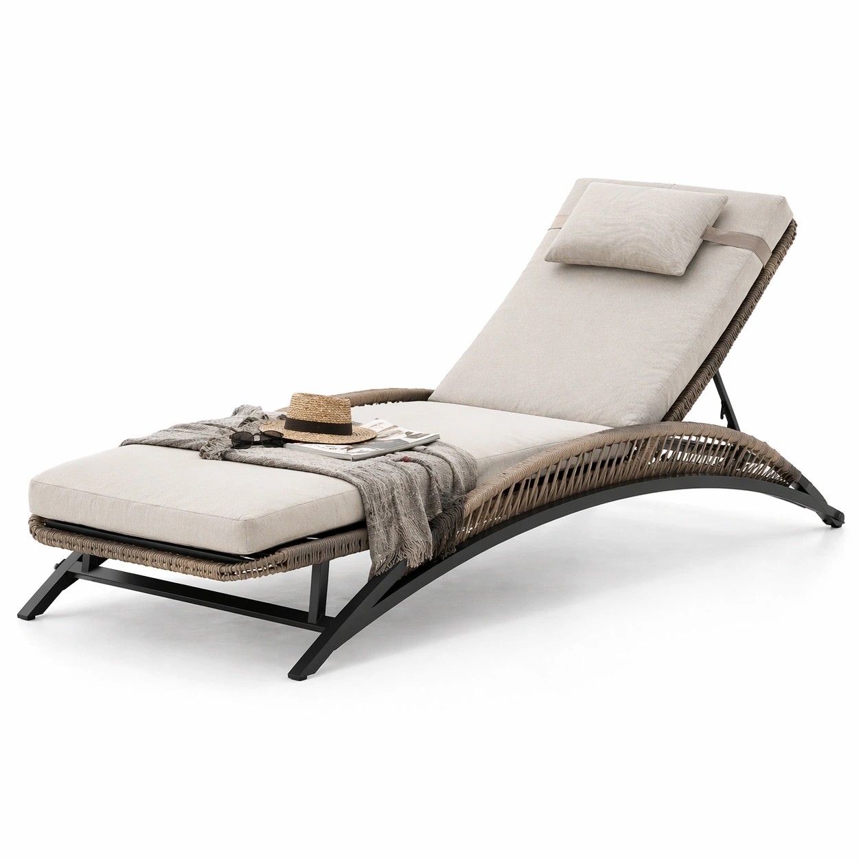 Geschwungene Relaxliege mit Geflechtoptik-Domnaro