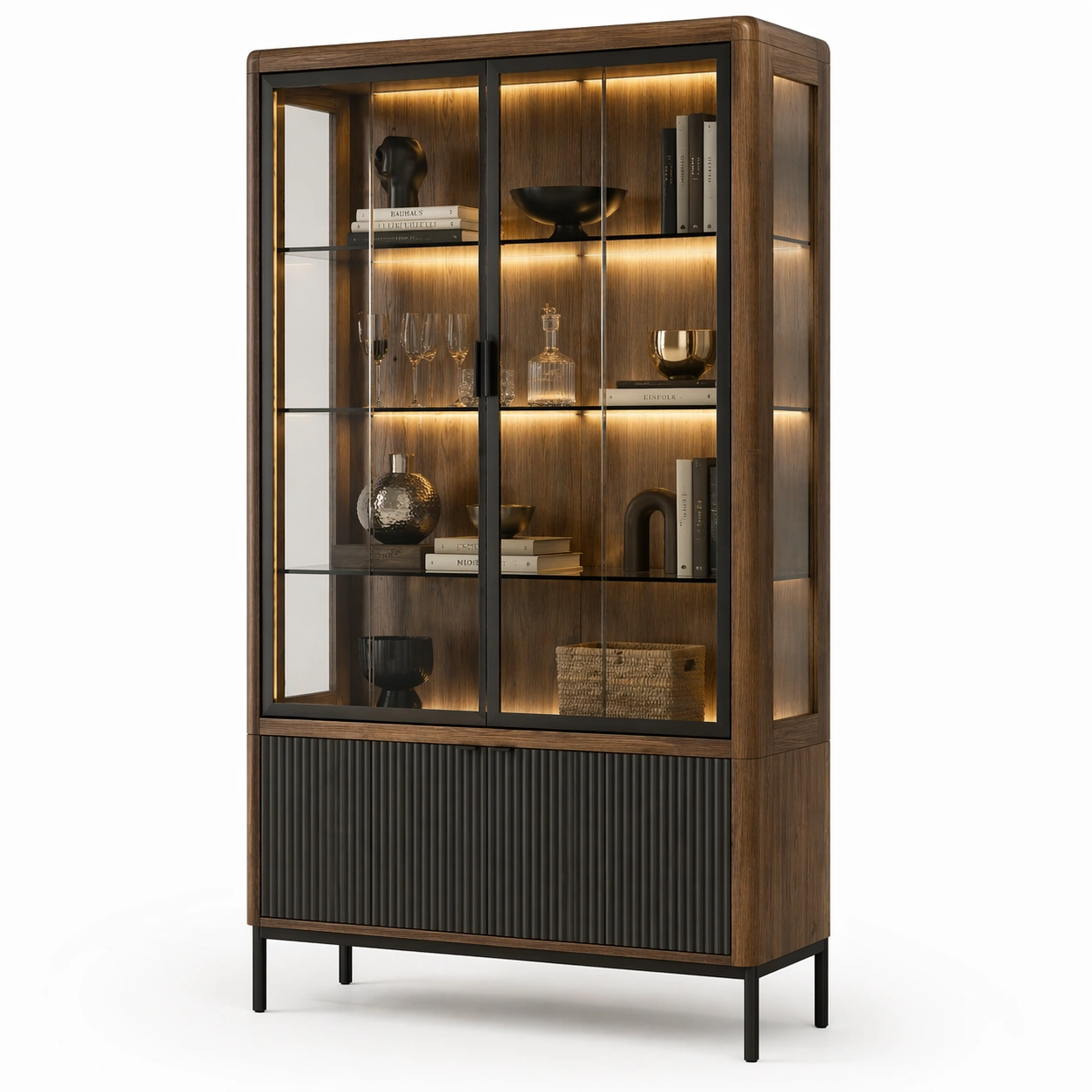 Vitrine mit Glasfront und LED Beleuchtung im modernen Stil-Domnaro