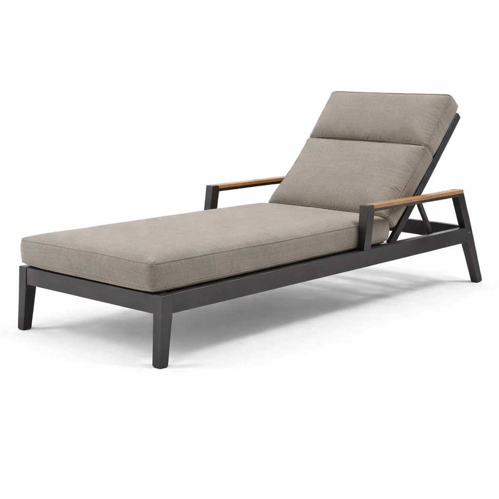 Outdoor Sonnenliege Modern Stoff Beige mit Armlehnen-