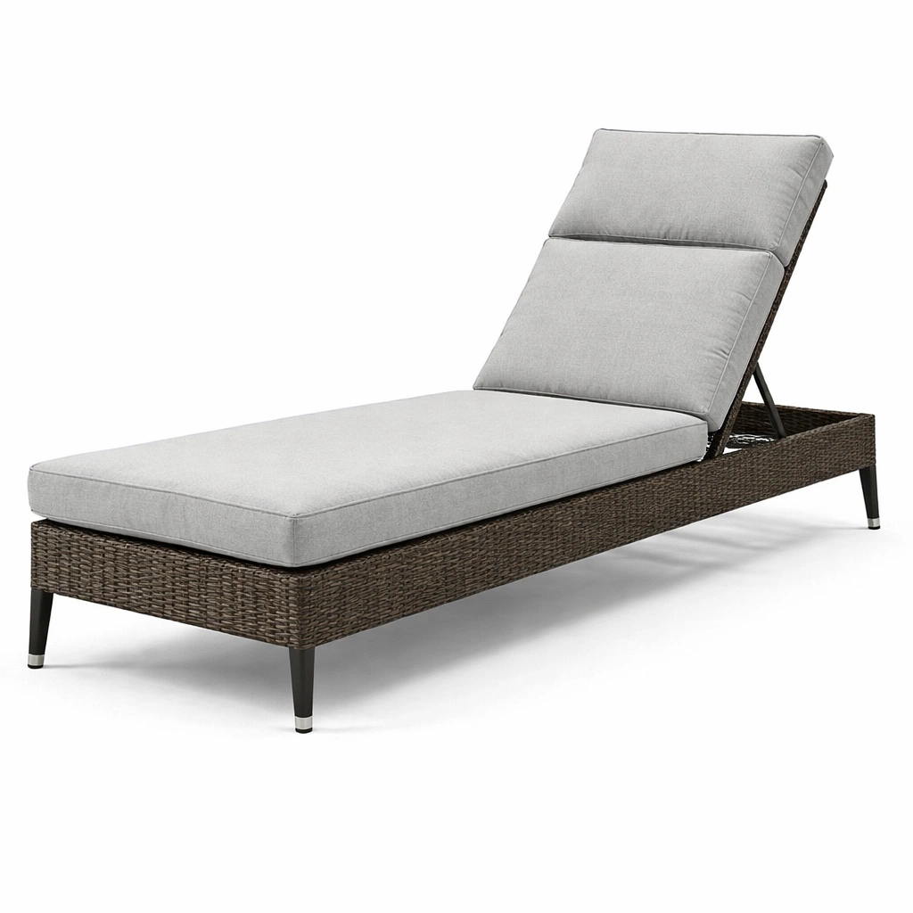 Outdoor Sonnenliege Geflecht Grau Klassisch-