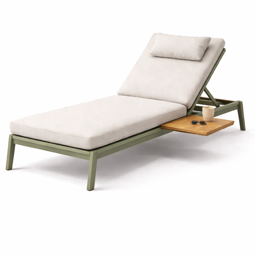 Outdoor Sonnenliege Modern Gruen mit Ablage-