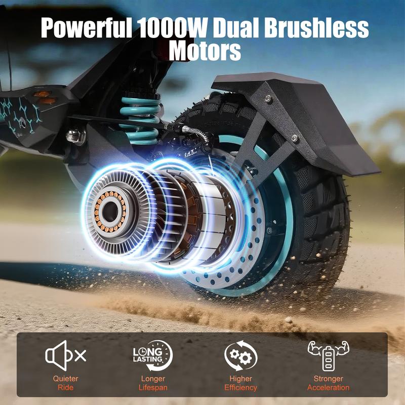 Patinete eléctrico G2/G2Pro para adultos, motor sin escobillas de 800/1000 W*2, neumáticos todoterreno de 10", autonomía de 45/56 km/h, patinete eléctrico plegable para desplazamientos urbanos con pantalla LED, sistema de doble frenado y baterías H.