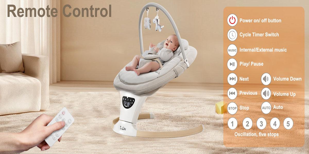Baby Swing for Infants to Toddler| Portable Infant Swing , Rocker for Newborn with 5 Speeds, 5-Point Harness for Baby Boy Girl Swing with Music