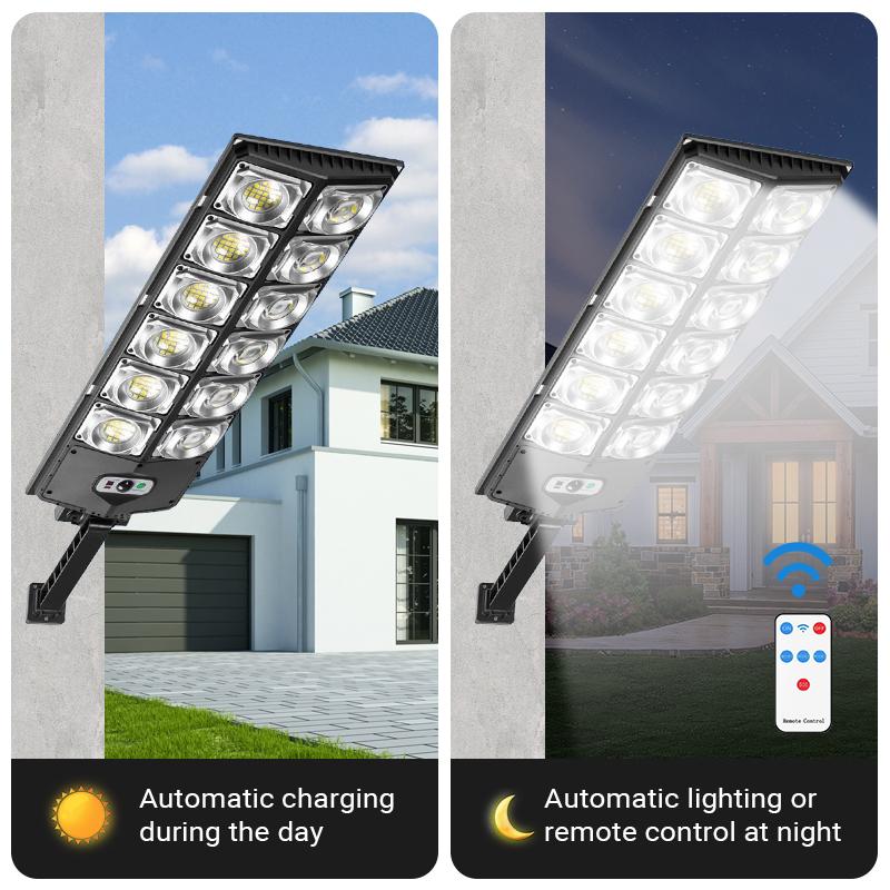 Solar Street Light Outdoor Solar Parking Lot Light, 360 LEDs Wide Angle Lamp with Motion Sensor IP67 Waterproof Commercial Lighting Solar Street Light Outdoor Solar Parking Lot Light, 360 LEDs Wide Angle Lamp with Motion Sensor IP67 Waterproof Commercial Lighting