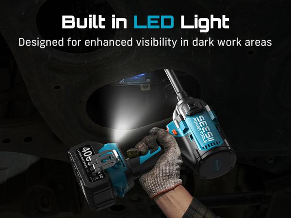 SEESII Upgraded Electric Impact Wrench Detachable Handle - 1180 Ft-lbs (1600 N&middot;m) 1/2" High-Torque, 21V Cordless + 2x 4.0Ah Batteries | for Car/Truck/Mower/Industrial Tasks,WH12 Ultra Pro