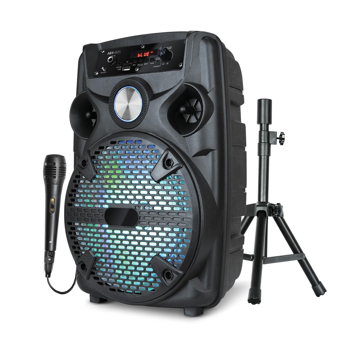 Wireless Rechargeable LED 8" Subwoofer Wireless Portable Bluetooth PA Speaker With Stand Microphone FM Radio. Karaoke System Sound Box Audio Wireless Rechargeable LED 8" Subwoofer Wireless Portable Bluetooth PA Speaker With Stand Microphone FM Radio. Karaoke System Sound Box Audio