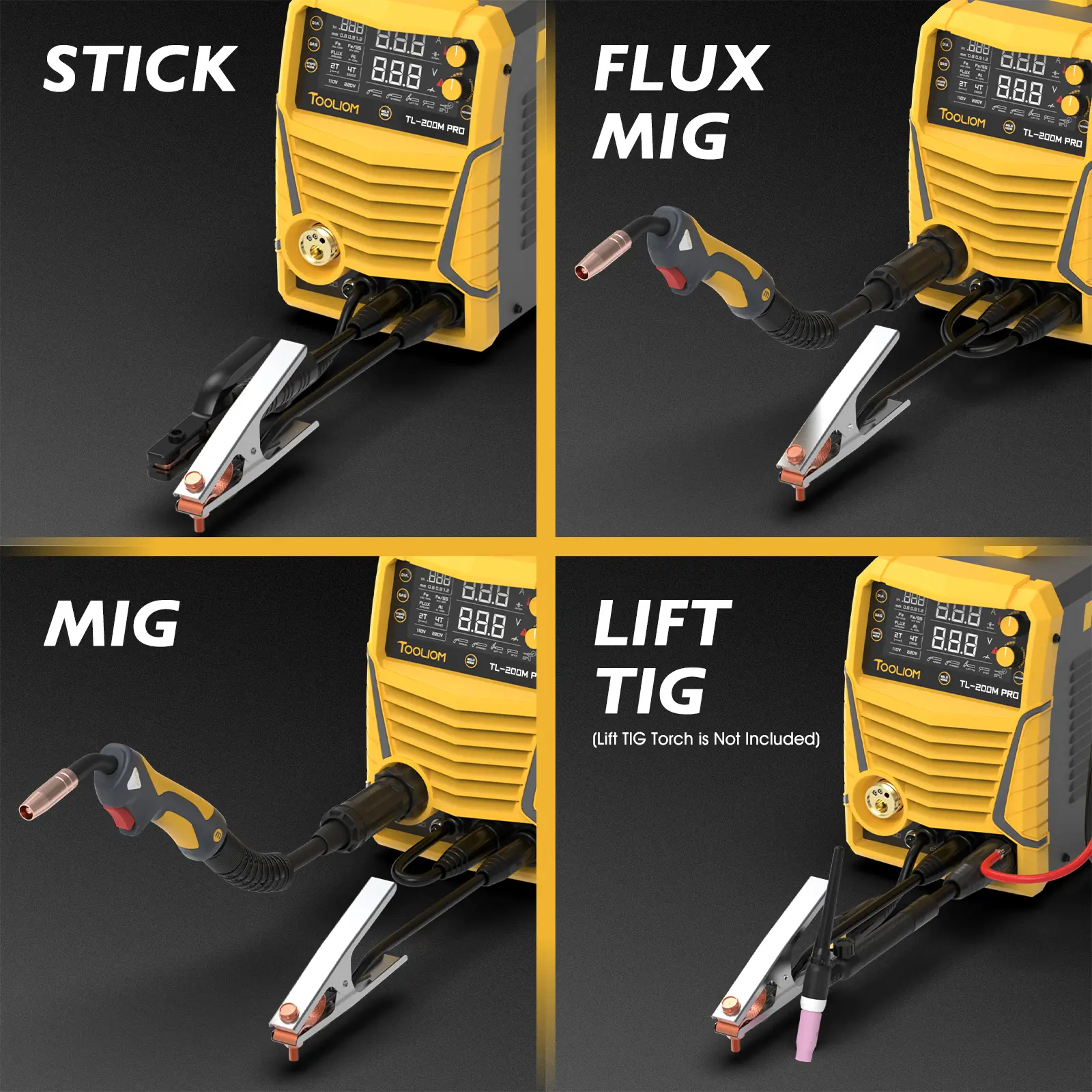 [fathersdaygift] TOOLIOM 200A Aluminum MIG Welder, 5-in-1 MIG/Flux MIG/Lift TIG/Stick/Spool Gun, 110/220V Dual Voltage Multifunctional Welding Machine