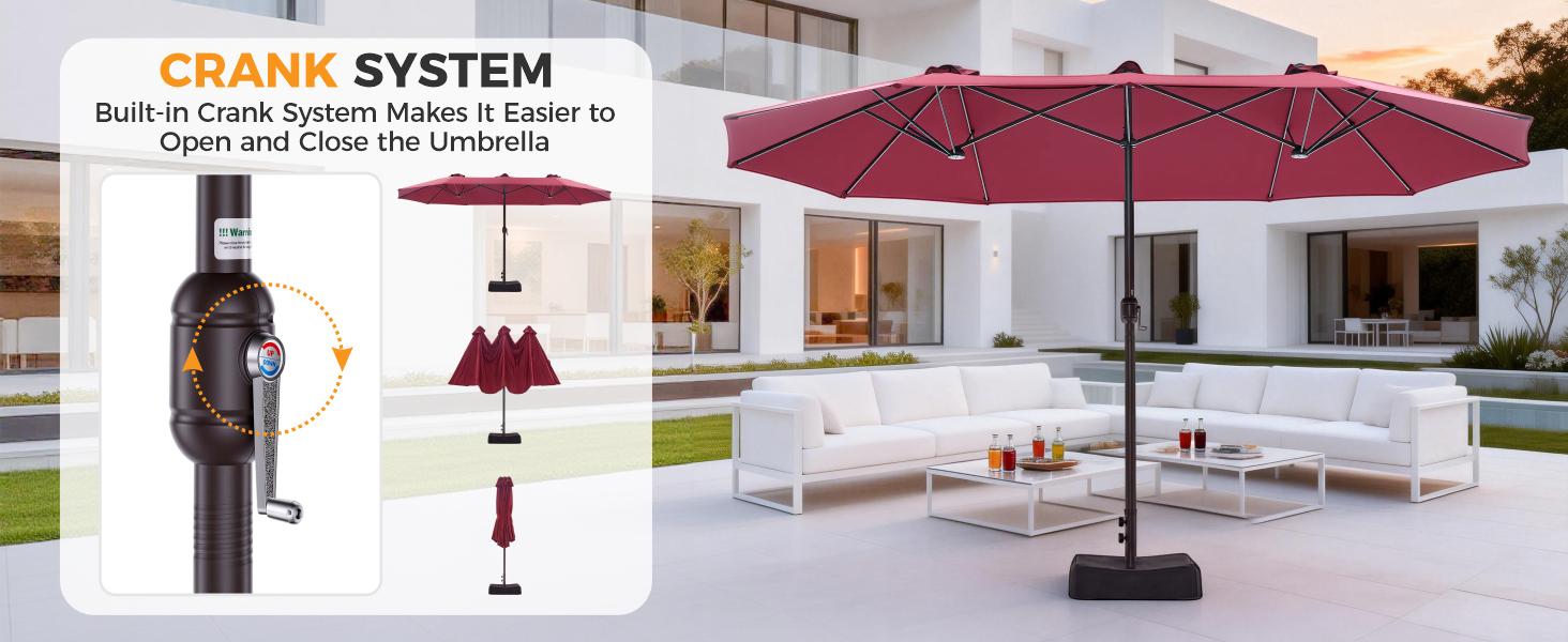 Sweetcrispy 15ft Large Rectangle Patio Umbrella - Polyester Adjustable UV Resistant Sunshade Canopy, Includes Base for Large Area Coverage, Ideal for Deck, Backyard, Adjustable Canopy, Uv Resistant Canopy,summerwins Sweetcrispy 15ft Large Rectangle Patio Umbrella - Polyester Adjustable UV Resistant Sunshade Canopy, Includes Base for Large Area Coverage, Ideal for Deck, Backyard, Adjustable Canopy, Uv Resistant Canopy,summerwins