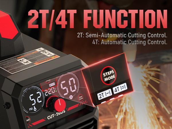 YESWELDER CUT-50DS 50Amp 110/220V Plasma Cutter, Digital Display Air Power Plasma Cutting Machine - 2T/4T and 16/25" Max Cut