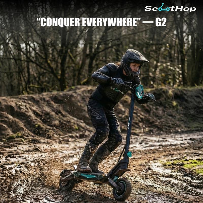 Patinete eléctrico G2/G2Pro para adultos, motor sin escobillas de 800/1000 W*2, neumáticos todoterreno de 10", autonomía de 45/56 km/h, patinete eléctrico plegable para desplazamientos urbanos con pantalla LED, sistema de doble frenado y baterías H.