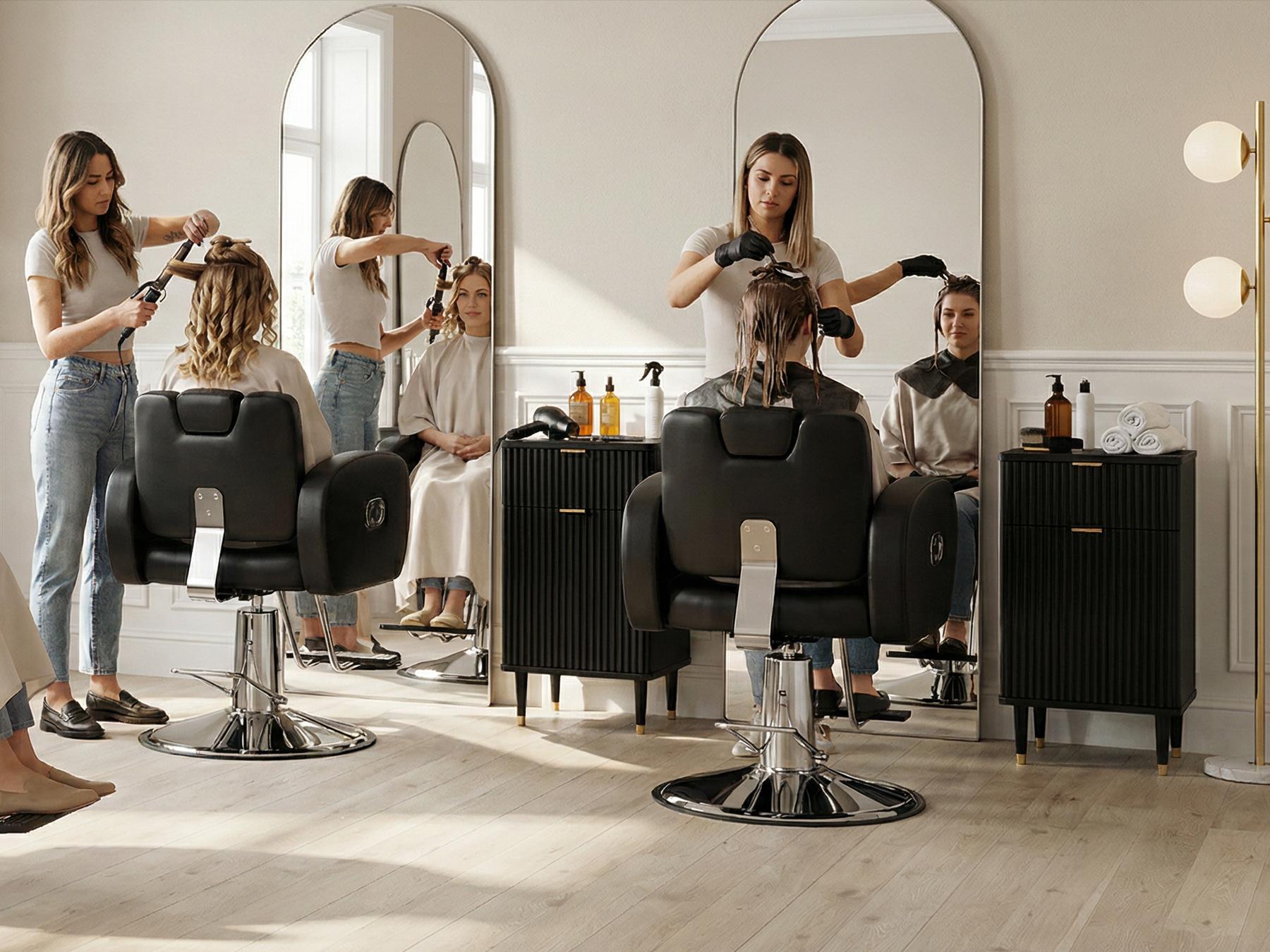 Baasha Ergonomic Gold Salon Chair with Comfortable Thickened Cushions, Heavy Duty Stylist Chair with Steel Frame, Stylish Hair Chair with Leather Upholstery, Weight Capacity 440 lbs Baasha Ergonomic Gold Salon Chair with Comfortable Thickened Cushions, Heavy Duty Stylist Chair with Steel Frame, Stylish Hair Chair with Leather Upholstery, Weight Capacity 440 lbs