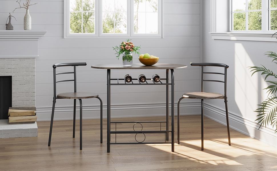 Yaheetech 3 Piece Dining Table Set Kitchen Table & Chair Sets for 2 with Steel Legs and Storage Rack for Kitchen Apartment Small Space Yaheetech 3 Piece Dining Table Set Kitchen Table & Chair Sets for 2 with Steel Legs and Storage Rack for Kitchen Apartment Small Space