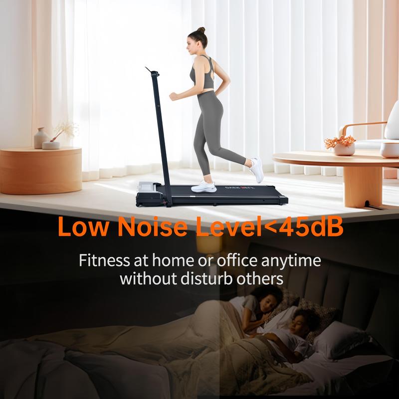 Cinta de correr plegable portátil con manillar, capacidad de carga de 136 kg (300 lbs), alfombrilla protectora para alfombras, control remoto, estación de entrenamiento multifuncional (equipo de fitness)