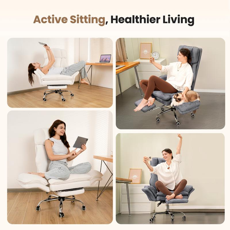 【Compras navideñas】Silla de oficina grande y alta, reposabrazos abatibles para mascotas y para sentarse con las piernas cruzadas, silla ergonómica ejecutiva para juegos de computadora con reposapiés, silla de escritorio reclinable de asiento ancho con tel