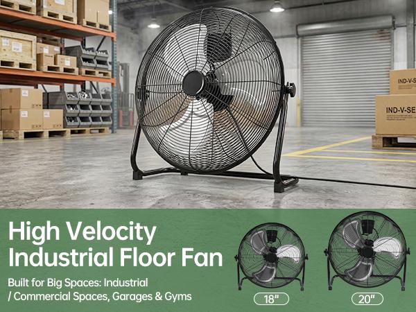 Industrial High-Velocity Floor Fan, 3-Speed Metal Fan with 120°Adjustable Tilt, Carry Handle, Quiet Standing Drum Fan, Max 2661 CFM for Workshops, Garages, Large Commercial Spaces Industrial High-Velocity Floor Fan, 3-Speed Metal Fan with 120°Adjustable Tilt, Carry Handle, Quiet Standing Drum Fan, Max 2661 CFM for Workshops, Garages, Large Commercial Spaces