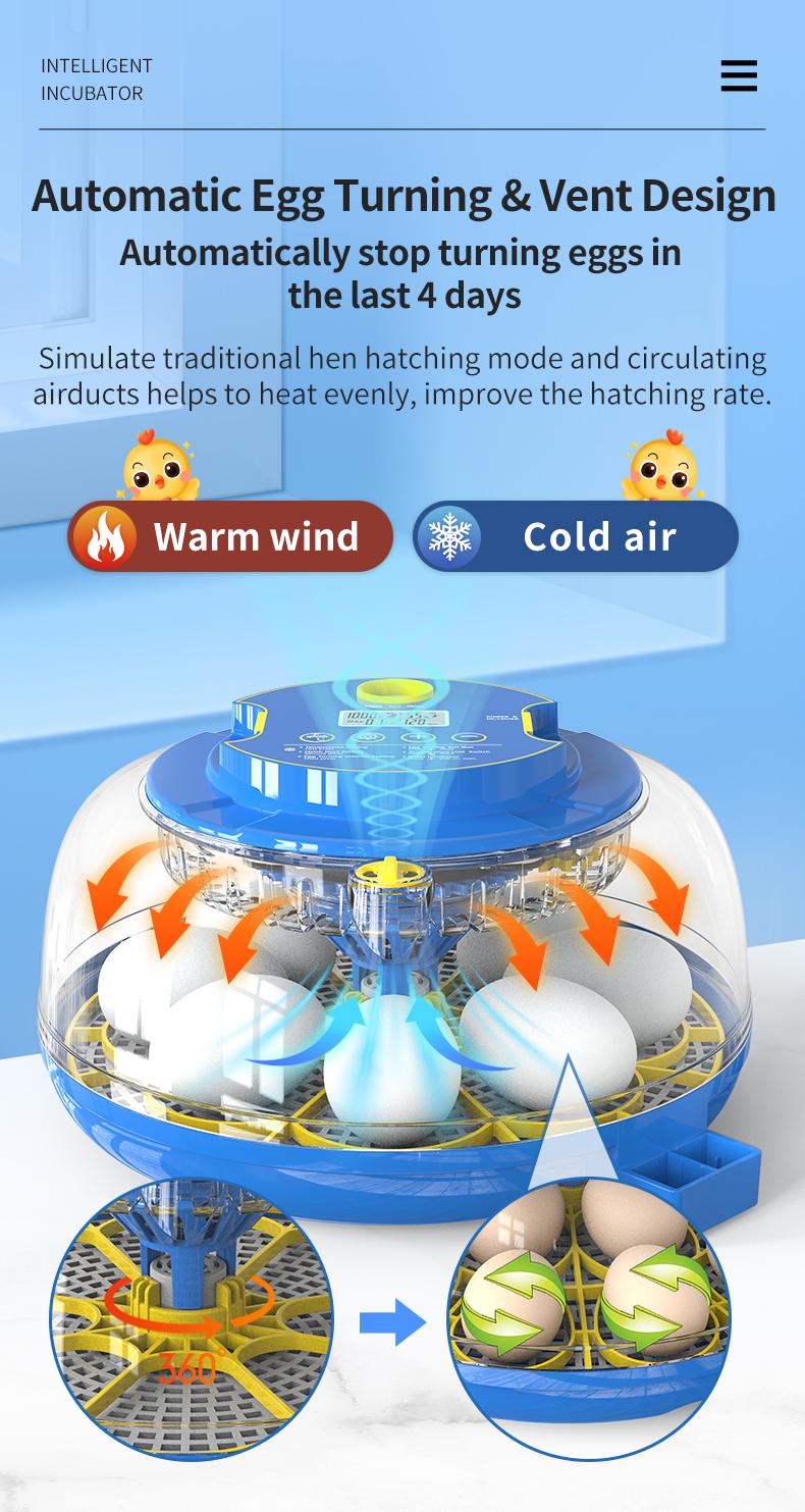 18 Eggs Incubators for Hatching Eggs,  Egg Incubator with Automatic Egg Turning and Temperature Control Humidity Display, Incubator for Chicken Eggs with Adapter,