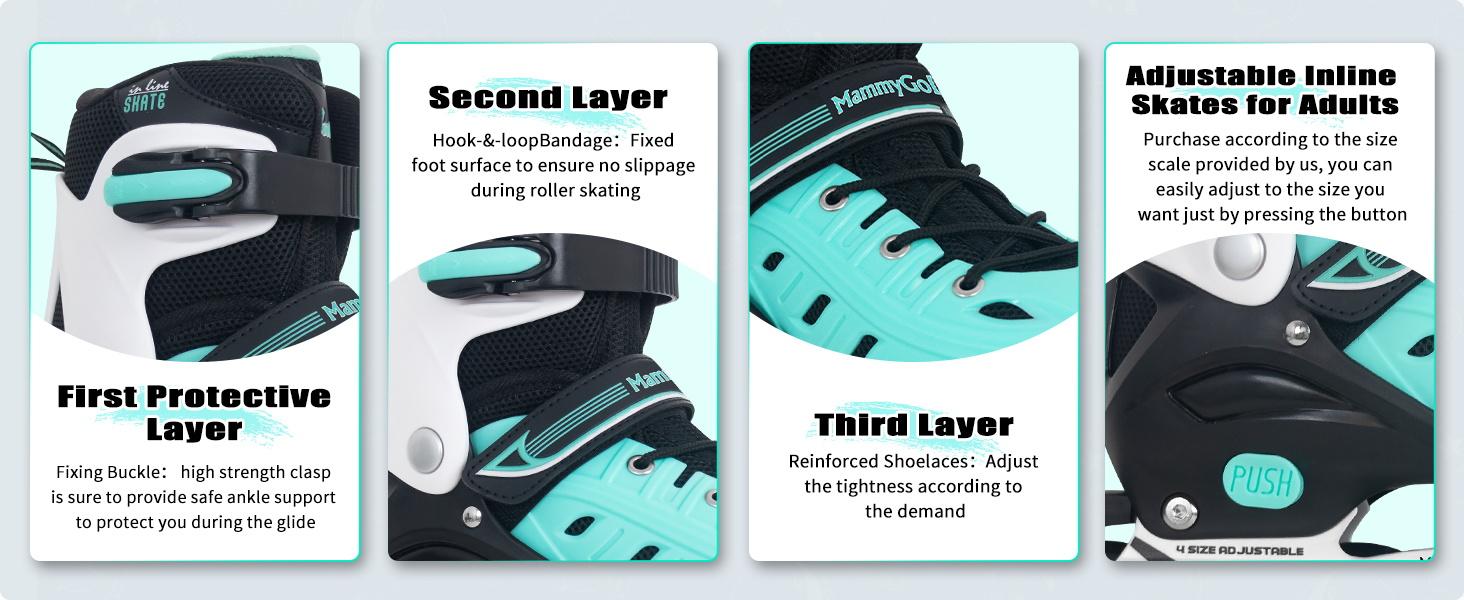 Nattork Inline Skates for Boys and Girls Men Women, 4 Sizes Adjustable Blades Roller Skates Beginner for Kids & Adult Youth Nattork Inline Skates for Boys and Girls Men Women, 4 Sizes Adjustable Blades Roller Skates Beginner for Kids & Adult Youth