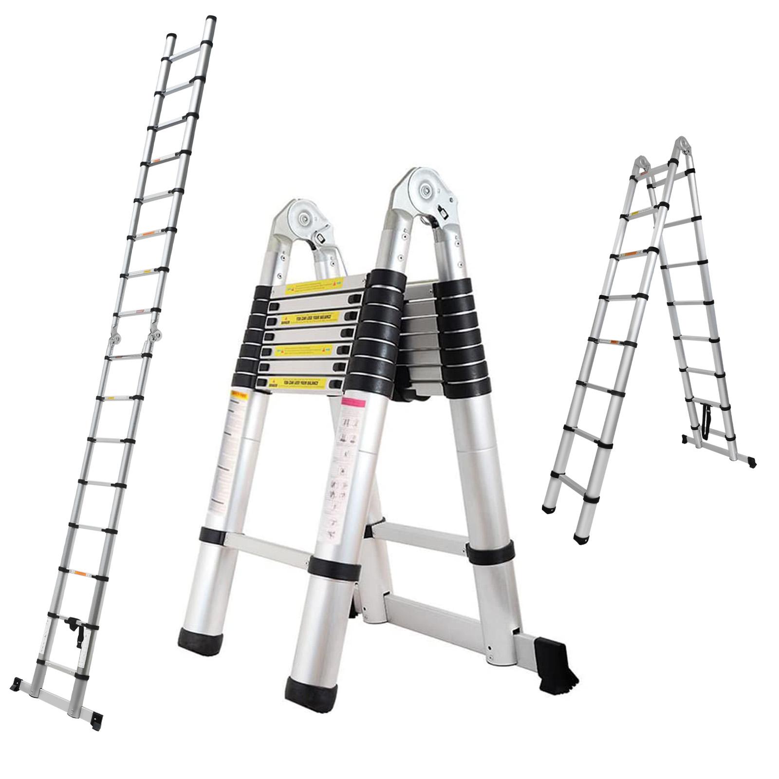 Telescoping Ladder Aluminum A-frame Extension Ladder, Folding Ladder with Stabilizer Bar and Anti-Slip Feet, 330lbs Max Load Capacity, for Home, Office ( 6.2+6.2FT / 8.2+8.2FT ) Telescoping Ladder Aluminum A-frame Extension Ladder, Folding Ladder with Stabilizer Bar and Anti-Slip Feet, 330lbs Max Load Capacity, for Home, Office ( 6.2+6.2FT / 8.2+8.2FT )