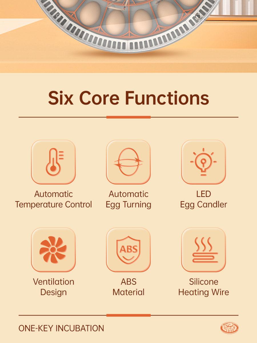 30 Egg Incubator with Automatic Turner, Digital Temperature and Humidity Display, and Built-in Egg Candler for Hatching Chickens, Quail, and Ducks