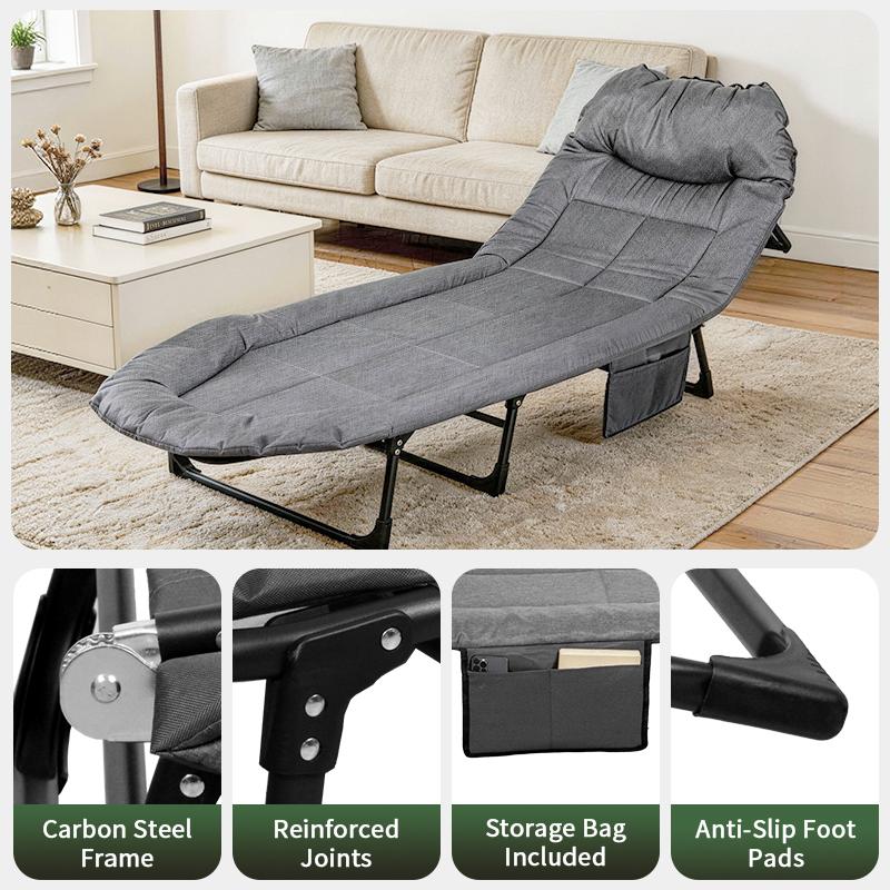 Camping Cot 6 Angle Adjustable Folding Bed with Mattress Lightweight Portable for Camp Office Outdoor 500 lbs Capacity 78.74x23.62x11.81inch Quick Setup Tool-Free Camping Cot 6 Angle Adjustable Folding Bed with Mattress Lightweight Portable for Camp Office Outdoor 500 lbs Capacity 78.74x23.62x11.81inch Quick Setup Tool-Free