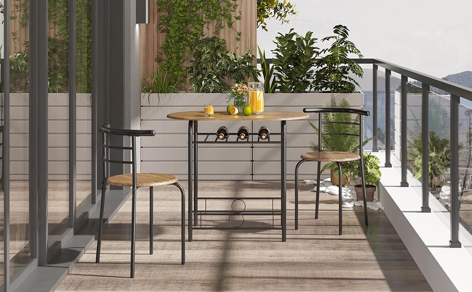 Yaheetech 3 Piece Dining Table Set Kitchen Table & Chair Sets for 2 with Steel Legs and Storage Rack for Kitchen Apartment Small Space Yaheetech 3 Piece Dining Table Set Kitchen Table & Chair Sets for 2 with Steel Legs and Storage Rack for Kitchen Apartment Small Space