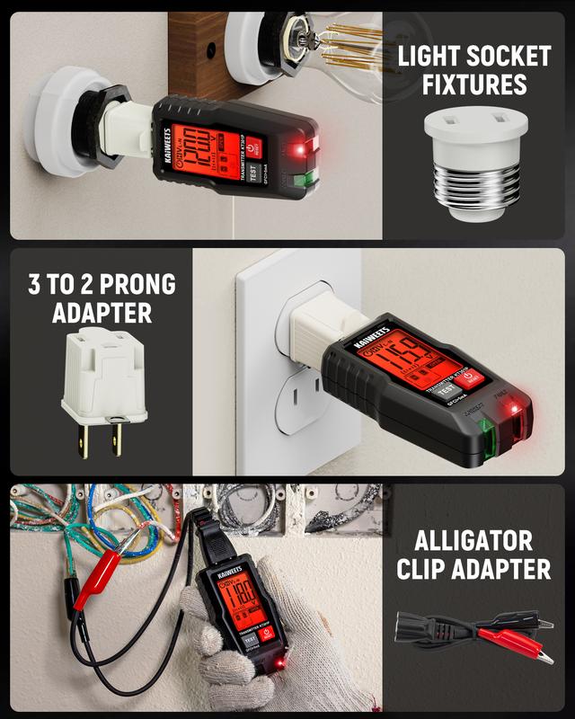 Herramienta para localizar disyuntores de CA con pantalla LCD de alerta, juego de 2 piezas: probador eléctrico y probador de voltaje con transmisor y receptor, función NCV y linterna, probador de cables sin contacto y probador de tomacorrientes GFCI integ