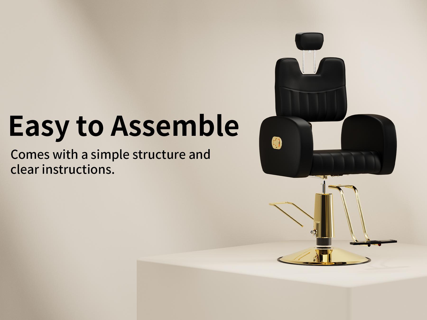 Baasha Ergonomic Gold Salon Chair with Comfortable Thickened Cushions, Heavy Duty Stylist Chair with Steel Frame, Stylish Hair Chair with Leather Upholstery, Weight Capacity 440 lbs Baasha Ergonomic Gold Salon Chair with Comfortable Thickened Cushions, Heavy Duty Stylist Chair with Steel Frame, Stylish Hair Chair with Leather Upholstery, Weight Capacity 440 lbs