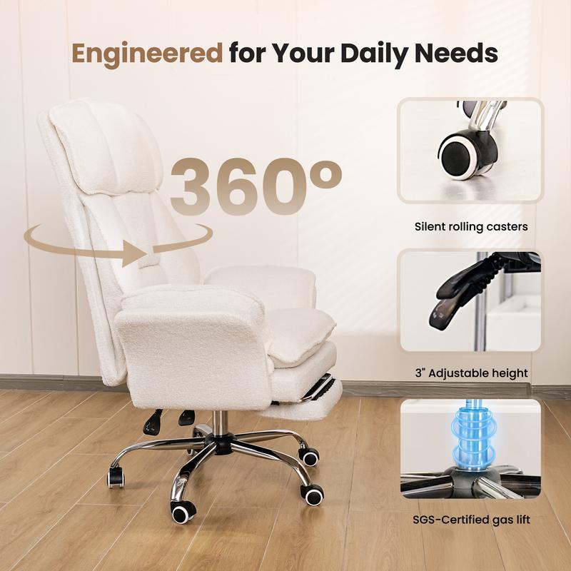 【Compras navideñas】Silla de oficina grande y alta, reposabrazos abatibles para mascotas y para sentarse con las piernas cruzadas, silla ergonómica ejecutiva para juegos de computadora con reposapiés, silla de escritorio reclinable de asiento ancho con tel