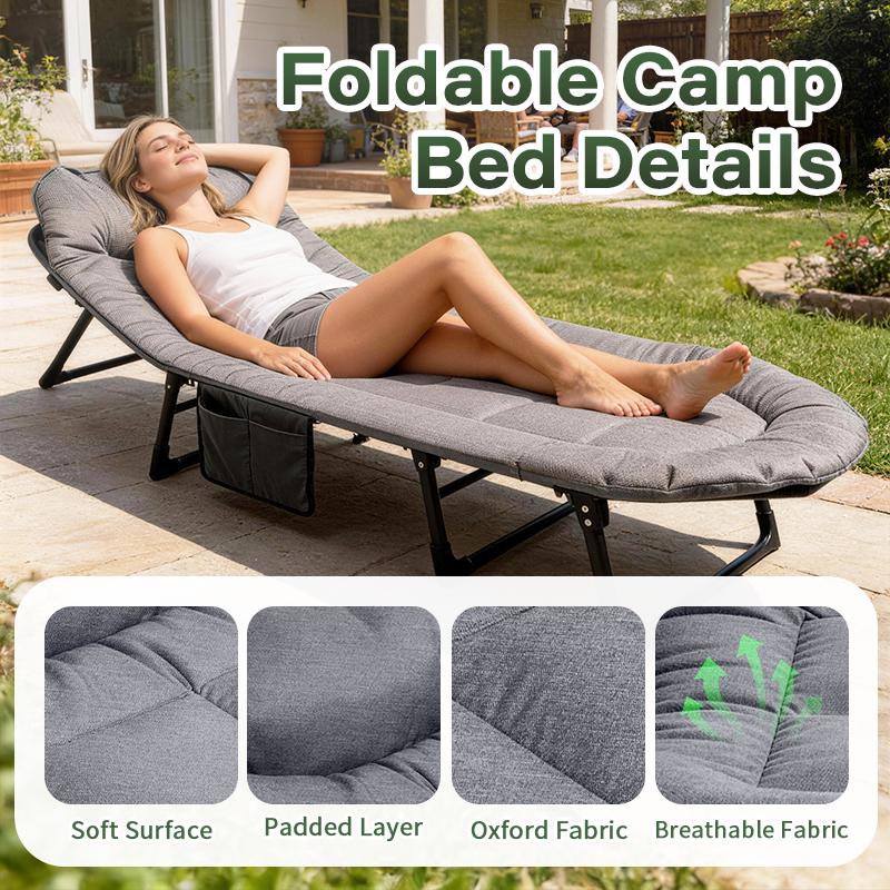 Camping Cot 6 Angle Adjustable Folding Bed with Mattress Lightweight Portable for Camp Office Outdoor 500 lbs Capacity 78.74x23.62x11.81inch Quick Setup Tool-Free Camping Cot 6 Angle Adjustable Folding Bed with Mattress Lightweight Portable for Camp Office Outdoor 500 lbs Capacity 78.74x23.62x11.81inch Quick Setup Tool-Free