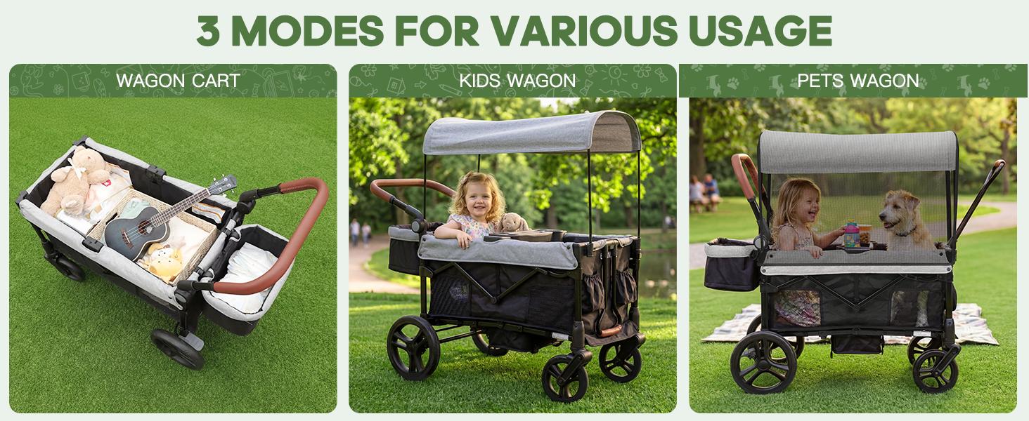 Dripex Stroller Wagon for 2 Kids, All-Terrain Foldable Kids Wagon Stroller with Removable Canopy, Mosquito Net, Snack Tray, Cup Holders & Storage Basket Dripex Stroller Wagon for 2 Kids, All-Terrain Foldable Kids Wagon Stroller with Removable Canopy, Mosquito Net, Snack Tray, Cup Holders & Storage Basket