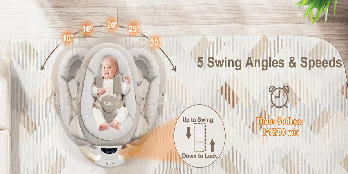 Baby Swing for Infants to Toddler| Portable Infant Swing , Rocker for Newborn with 5 Speeds, 5-Point Harness for Baby Boy Girl Swing with Music