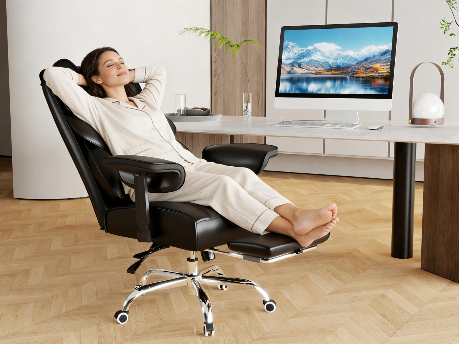 [Today's flash sale] KOCEN Big and Tall Office Chair, Desk Chair with Soft Adjustable Armrests, Ergonomic High Back Gaming Chair with Lumbar Support, Executive Computer Chairs with Footrest KC-5184