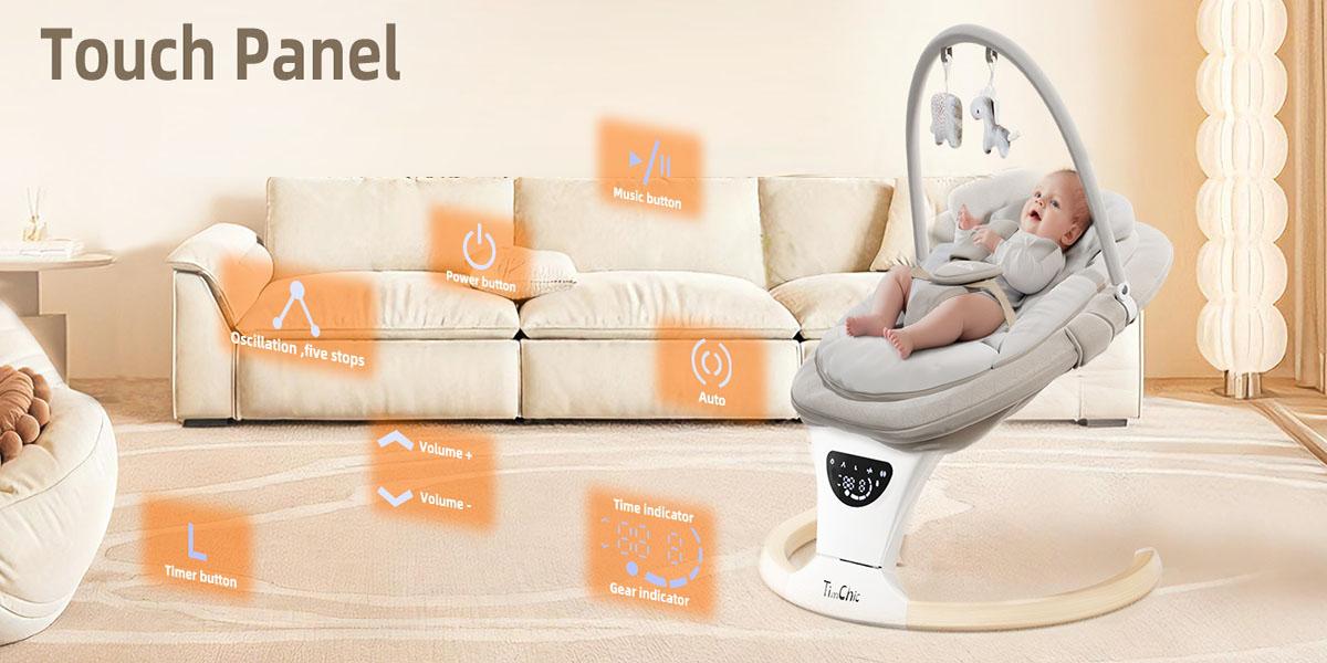 Baby Swing for Infants to Toddler| Portable Infant Swing , Rocker for Newborn with 5 Speeds, 5-Point Harness for Baby Boy Girl Swing with Music