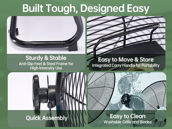 Industrial High-Velocity Floor Fan, 3-Speed Metal Fan with 120°Adjustable Tilt, Carry Handle, Quiet Standing Drum Fan, Max 2661 CFM for Workshops, Garages, Large Commercial Spaces Industrial High-Velocity Floor Fan, 3-Speed Metal Fan with 120°Adjustable Tilt, Carry Handle, Quiet Standing Drum Fan, Max 2661 CFM for Workshops, Garages, Large Commercial Spaces