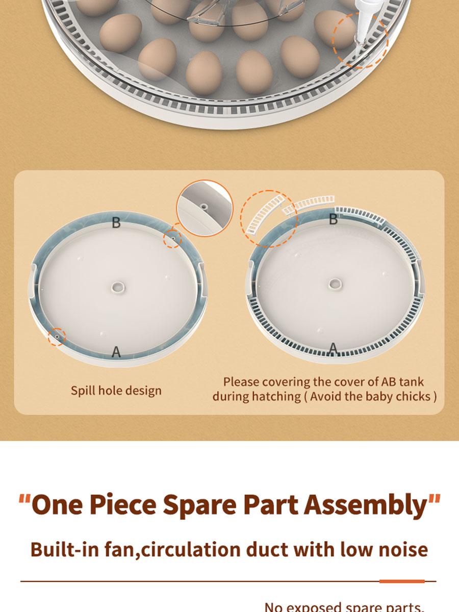 30 Egg Incubator with Automatic Turner, Digital Temperature and Humidity Display, and Built-in Egg Candler for Hatching Chickens, Quail, and Ducks