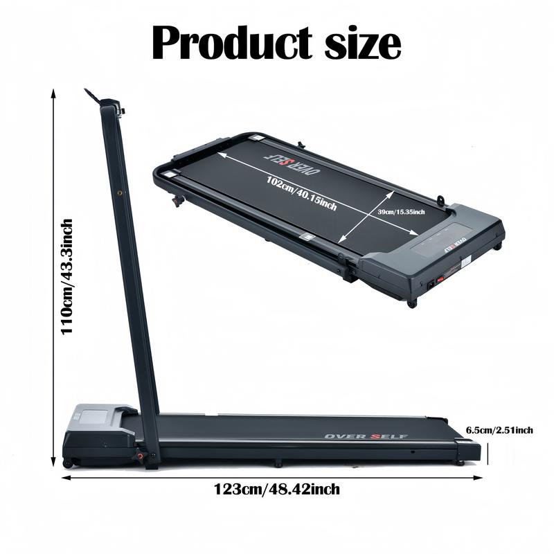 Cinta de correr plegable portátil con manillar, capacidad de carga de 136 kg (300 lbs), alfombrilla protectora para alfombras, control remoto, estación de entrenamiento multifuncional (equipo de fitness)