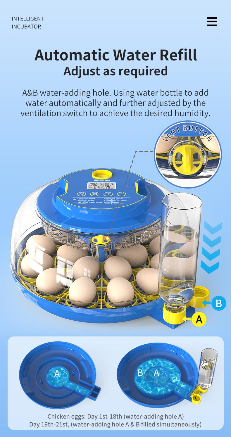 18 Eggs Incubators for Hatching Eggs,  Egg Incubator with Automatic Egg Turning and Temperature Control Humidity Display, Incubator for Chicken Eggs with Adapter,