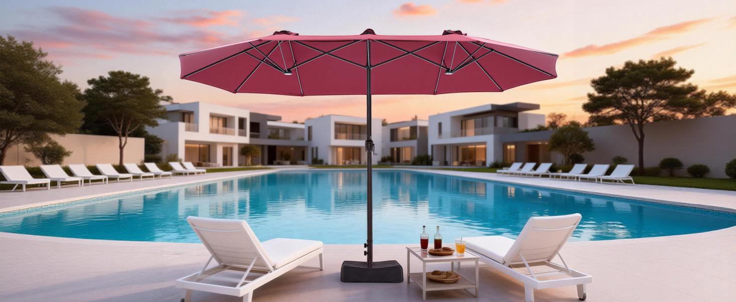 Sweetcrispy 15ft Large Rectangle Patio Umbrella - Polyester Adjustable UV Resistant Sunshade Canopy, Includes Base for Large Area Coverage, Ideal for Deck, Backyard, Adjustable Canopy, Uv Resistant Canopy,summerwins Sweetcrispy 15ft Large Rectangle Patio Umbrella - Polyester Adjustable UV Resistant Sunshade Canopy, Includes Base for Large Area Coverage, Ideal for Deck, Backyard, Adjustable Canopy, Uv Resistant Canopy,summerwins