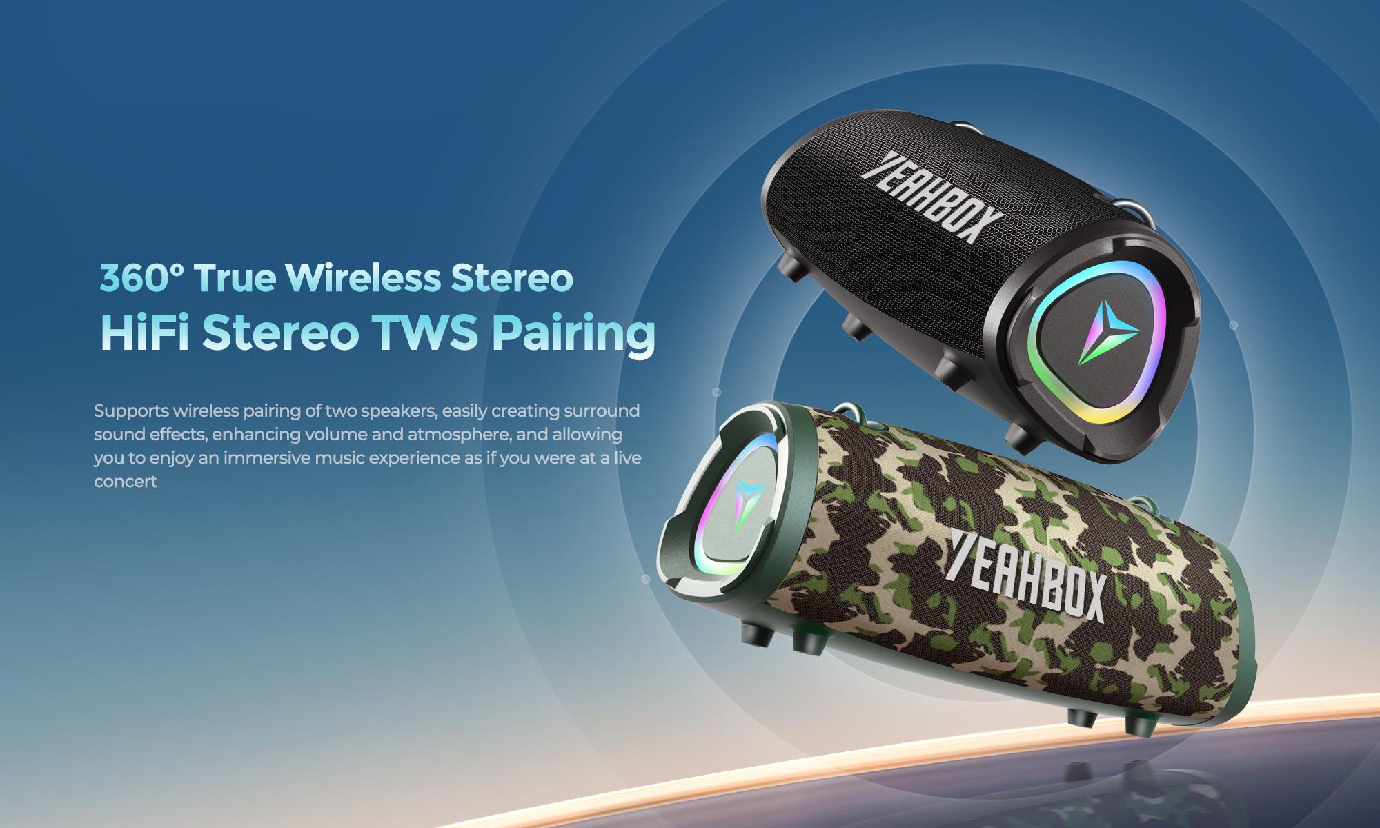 YEAHBOX Sonic Boom Portable Wireless Bluetooth Speaker - 100W (120W Peak) Audio Stereo, IP67 Waterproof, RGB Lights, 9000mAh Power Bank Charging, Dual DSP, Shoulder Strap for Camping, Party fathersdaygift YEAHBOX Sonic Boom Portable Wireless Bluetooth Speaker - 100W (120W Peak) Audio Stereo, IP67 Waterproof, RGB Lights, 9000mAh Power Bank Charging, Dual DSP, Shoulder Strap for Camping, Party fathersdaygift