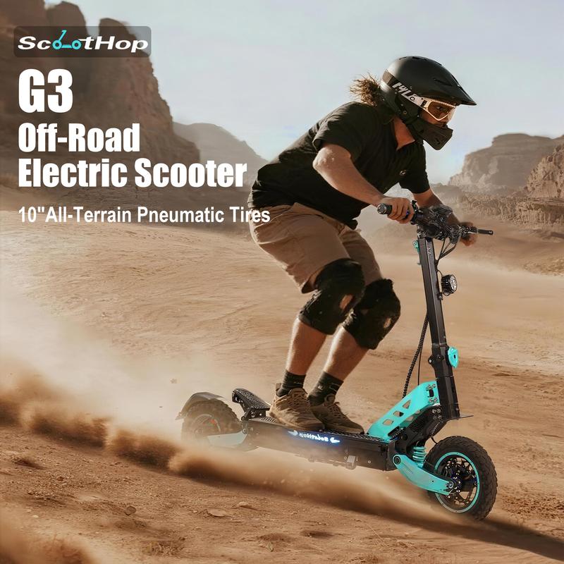 Patinete eléctrico G2/G2Pro para adultos, motor sin escobillas de 800/1000 W*2, neumáticos todoterreno de 10", autonomía de 45/56 km/h, patinete eléctrico plegable para desplazamientos urbanos con pantalla LED, sistema de doble frenado y baterías H.
