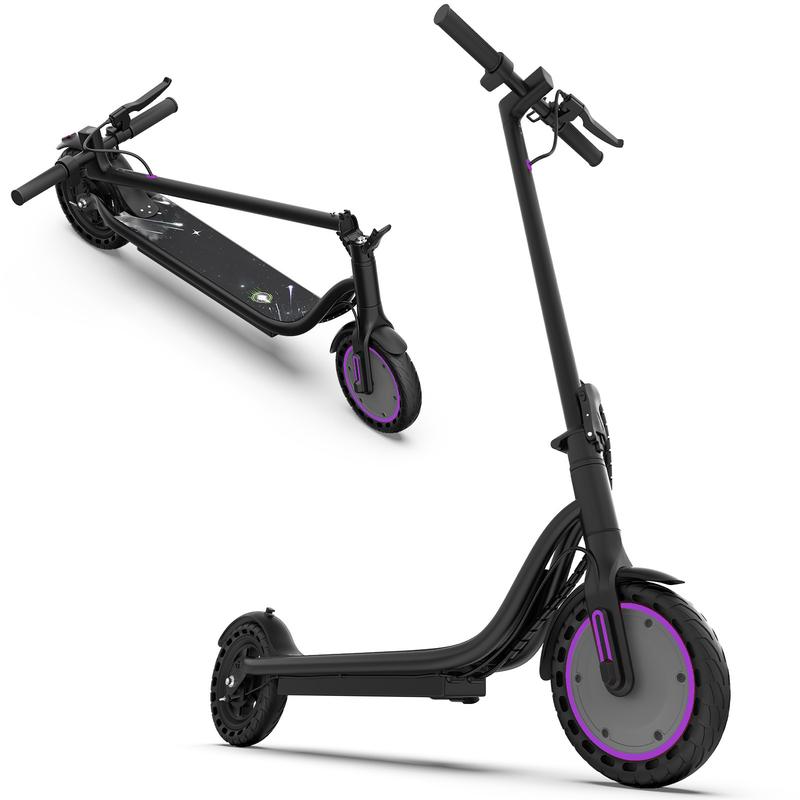 Patinete eléctrico plegable de 350 W - Batería de 36 V y 5,2 Ah, velocidad máxima de 30 km/h, neumáticos macizos de 21,5 cm, control por aplicación, sistema de doble frenado, resistente al agua IPX4, capacidad de carga de 120 kg, transporte urbano intelig
