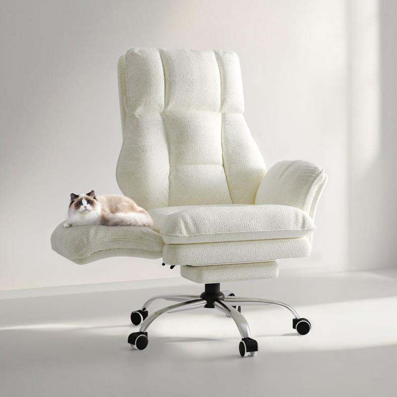【Compras navideñas】Silla de oficina grande y alta, reposabrazos abatibles para mascotas y para sentarse con las piernas cruzadas, silla ergonómica ejecutiva para juegos de computadora con reposapiés, silla de escritorio reclinable de asiento ancho con tel