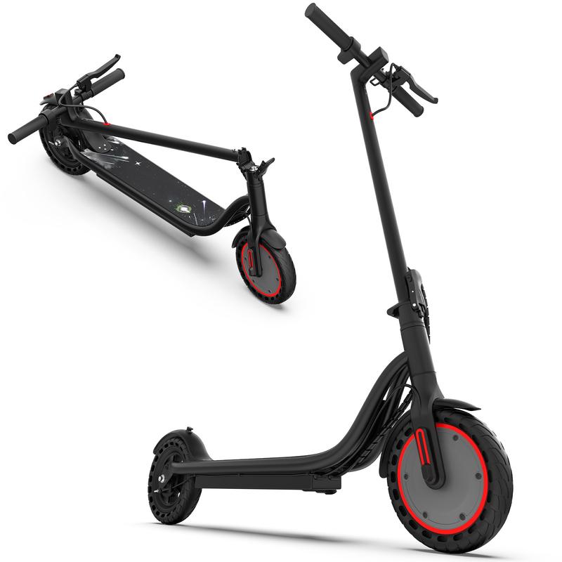 Patinete eléctrico plegable de 350 W - Batería de 36 V y 5,2 Ah, velocidad máxima de 30 km/h, neumáticos macizos de 21,5 cm, control por aplicación, sistema de doble frenado, resistente al agua IPX4, capacidad de carga de 120 kg, transporte urbano intelig