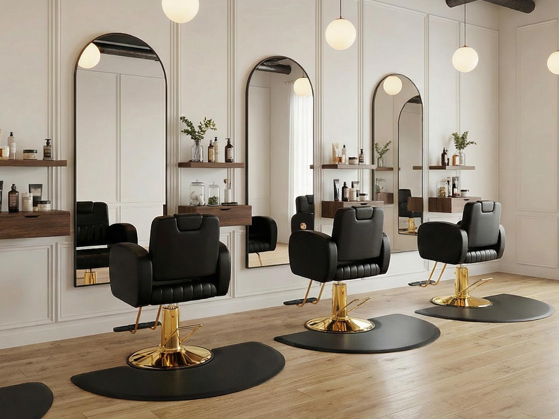 Baasha Ergonomic Gold Salon Chair with Comfortable Thickened Cushions, Heavy Duty Stylist Chair with Steel Frame, Stylish Hair Chair with Leather Upholstery, Weight Capacity 440 lbs Baasha Ergonomic Gold Salon Chair with Comfortable Thickened Cushions, Heavy Duty Stylist Chair with Steel Frame, Stylish Hair Chair with Leather Upholstery, Weight Capacity 440 lbs