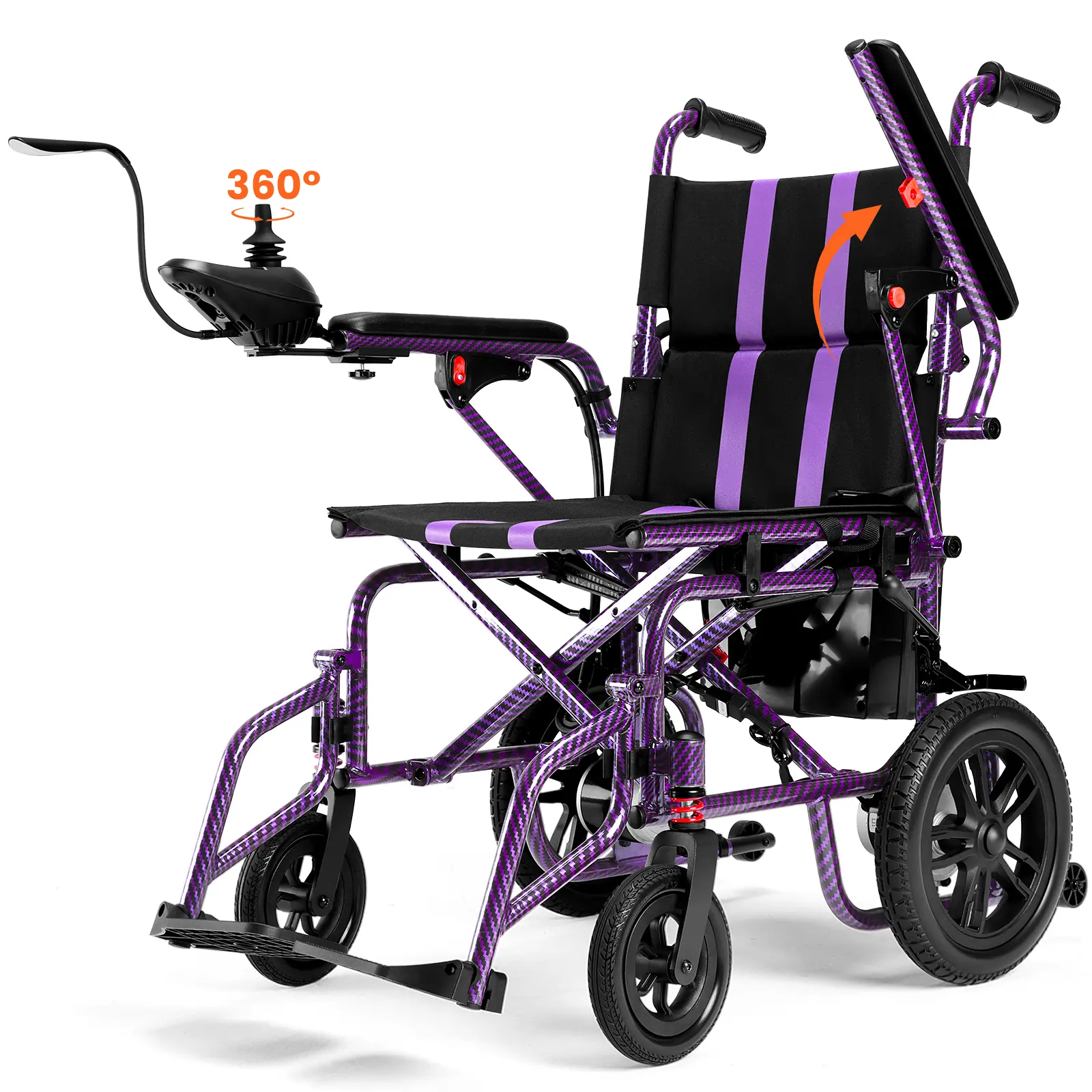 Sillas de ruedas eléctricas para adultos, plegables, con motor dual de 360 ​​W y autonomía de 24 km, velocidad máxima de 6,4 km/h y capacidad de carga de 128 kg.