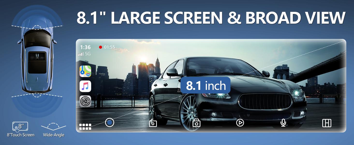 【Hieha】fathersdaygift-Wireless CarPlay Screen with 2K Dash Cam, 8.14" Portable Touchscreen Car Stereo with CarPlay & Android Auto, 1080P Backup Camera, Voice Control, Bluetooth, Mirror Link, GPS Navigation 【Hieha】fathersdaygift-Wireless CarPlay Screen with 2K Dash Cam, 8.14" Portable Touchscreen Car Stereo with CarPlay & Android Auto, 1080P Backup Camera, Voice Control, Bluetooth, Mirror Link, GPS Navigation