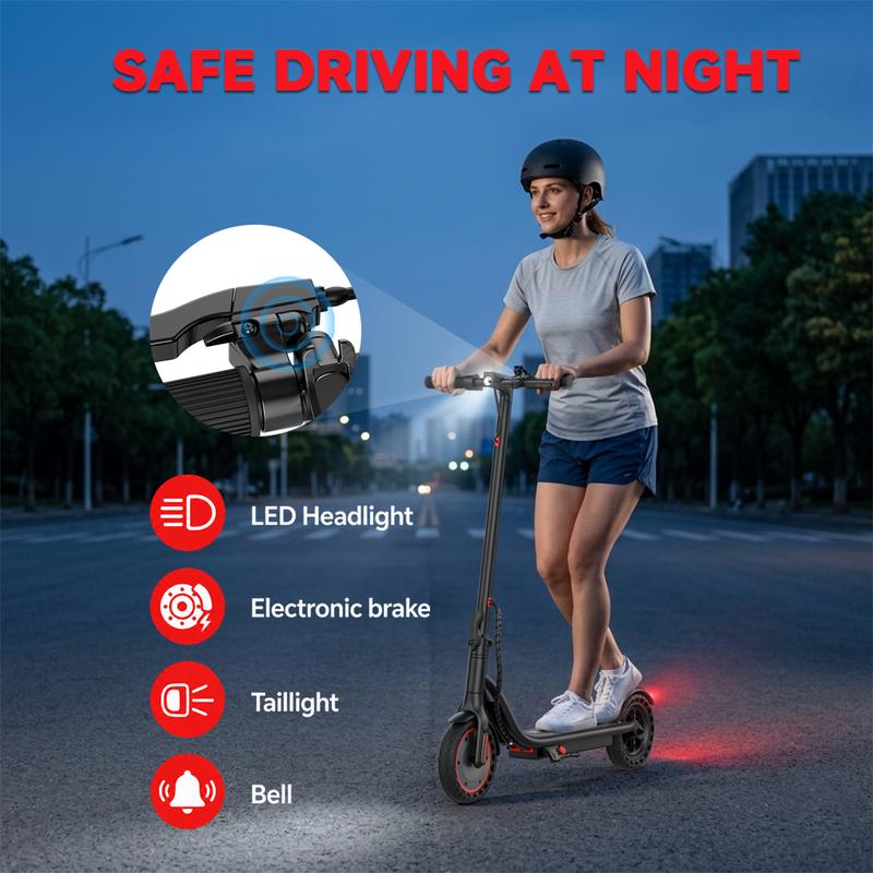 Patinete eléctrico plegable de 350 W - Batería de 36 V y 5,2 Ah, velocidad máxima de 30 km/h, neumáticos macizos de 21,5 cm, control por aplicación, sistema de doble frenado, resistente al agua IPX4, capacidad de carga de 120 kg, transporte urbano intelig