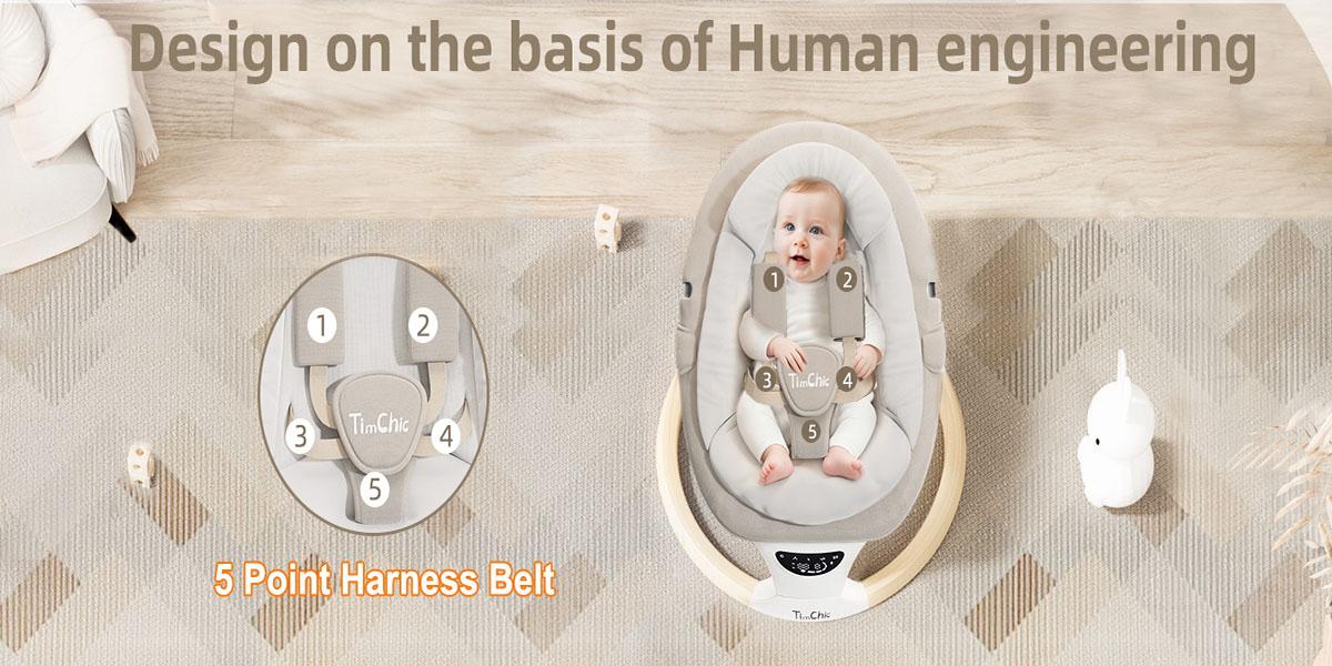 Baby Swing for Infants to Toddler| Portable Infant Swing , Rocker for Newborn with 5 Speeds, 5-Point Harness for Baby Boy Girl Swing with Music