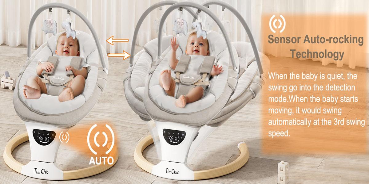 Baby Swing for Infants to Toddler| Portable Infant Swing , Rocker for Newborn with 5 Speeds, 5-Point Harness for Baby Boy Girl Swing with Music