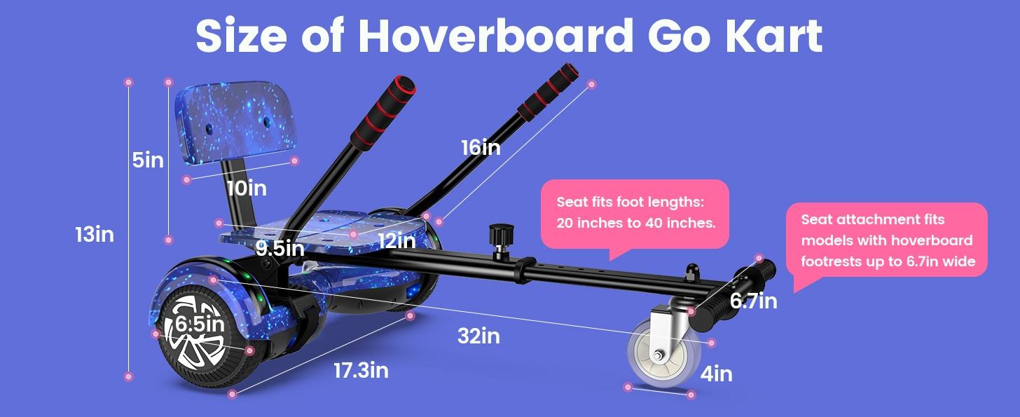 SISIGAD Hoverboard with Seat Attachment, 6.5'' Self Balancing Hoverboards Go Kart with Bluetooth and LED Lights, Star Purple Scooter with Seat Attachment Combo SISIGAD Hoverboard with Seat Attachment, 6.5'' Self Balancing Hoverboards Go Kart with Bluetooth and LED Lights, Star Purple Scooter with Seat Attachment Combo